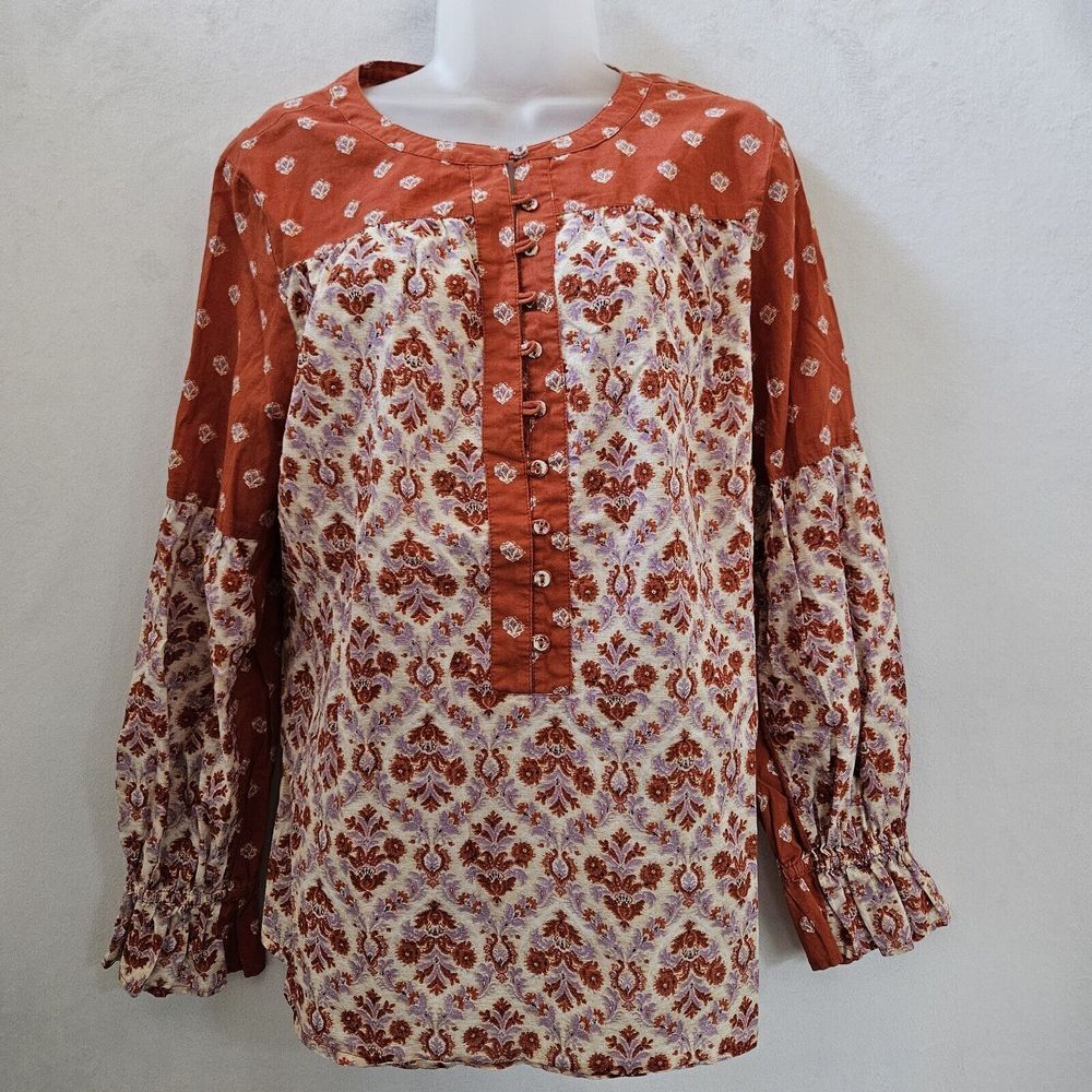 Sundance Red Rust Printed Peasant Tunic - Picture 2 of 14